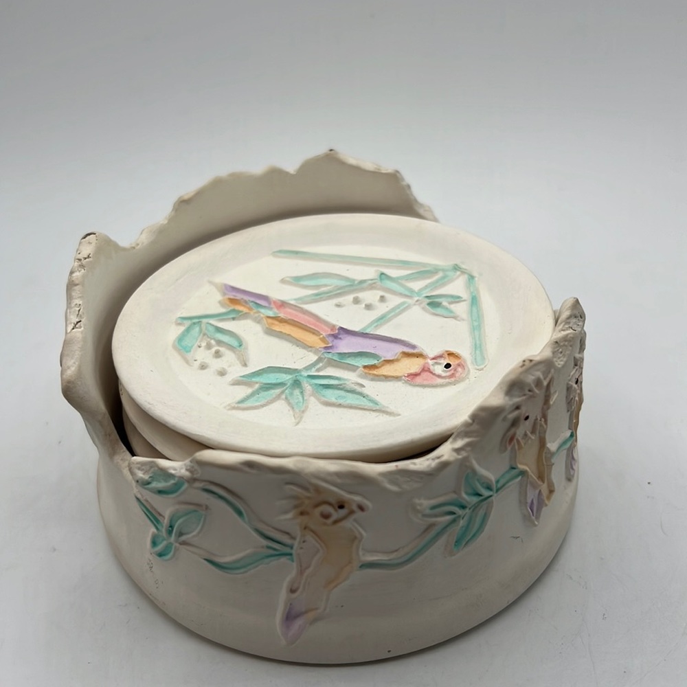 Ceramic Boho Coaster set Tropical